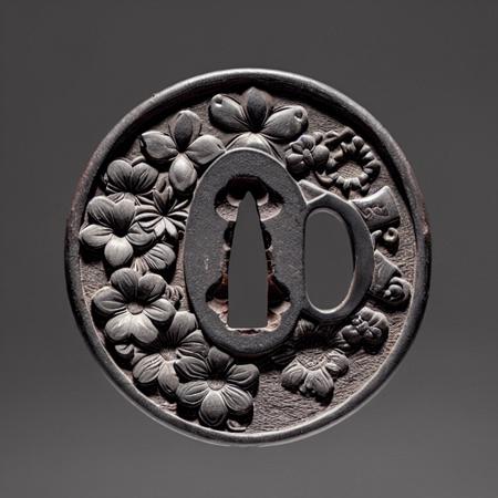 00114-1791920585-_lora_katana_tsuba-000250_0.74_,katana tsuba,flower,solo,black background,shadow,1other,.png